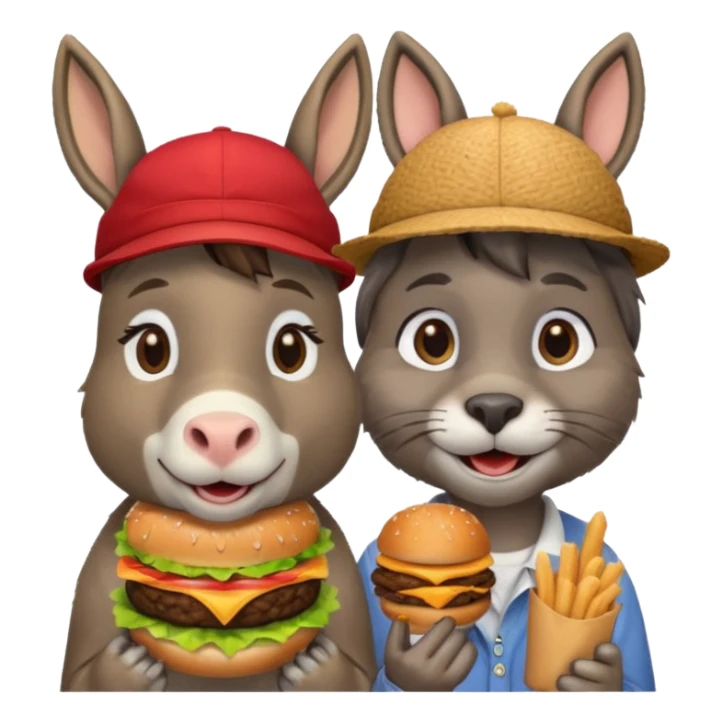 shit donkey cat eating hamburgers sticker