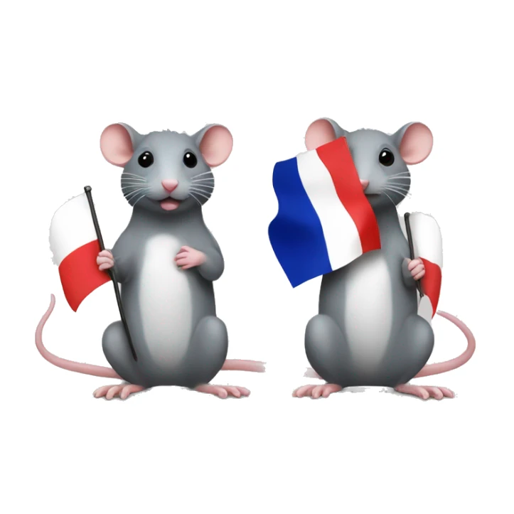 rat with french flag and rat with english flag sticker
