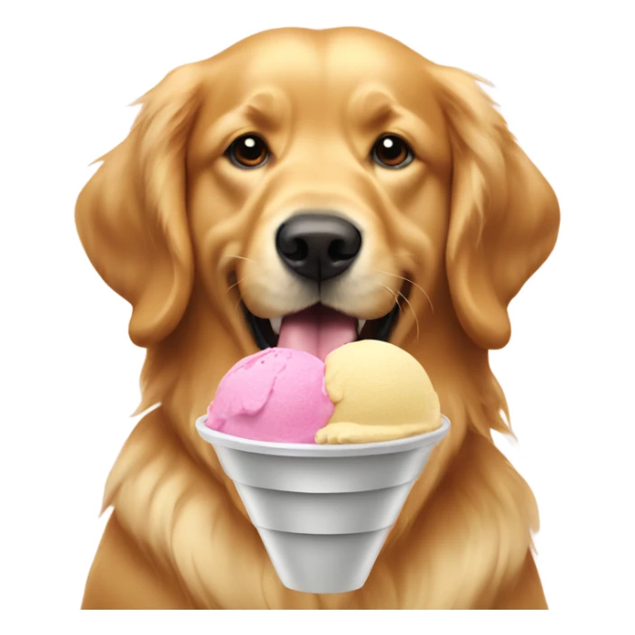 Golden retriever eating ice cream  sticker