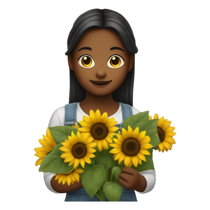 Girl holding sunflowers  sticker