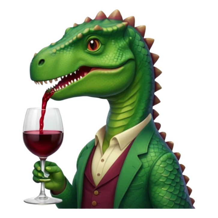 A Dino with a glass of wine  sticker
