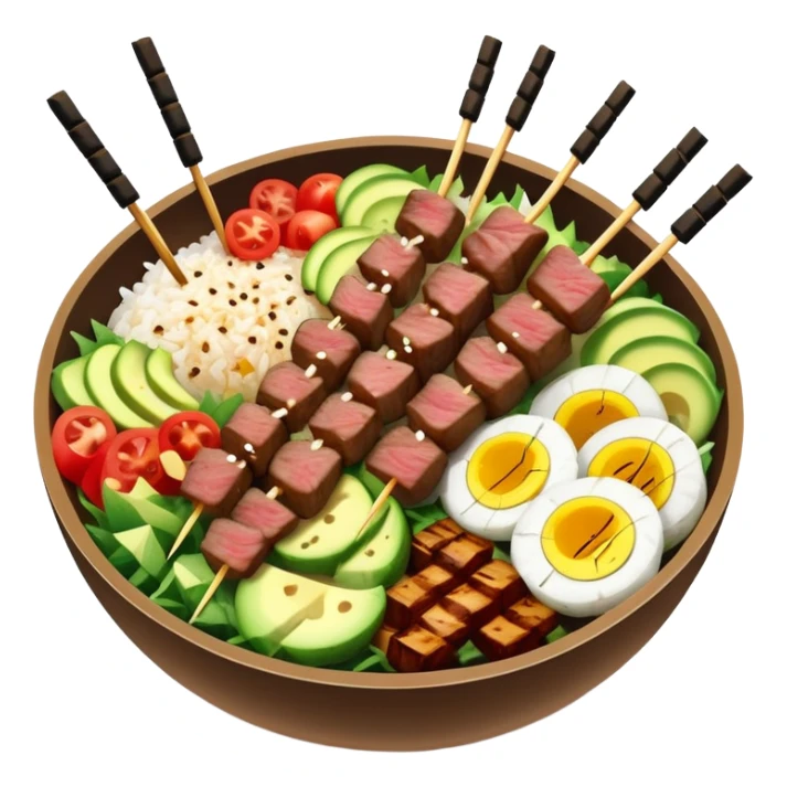 poke bowl with beef skewers sticker