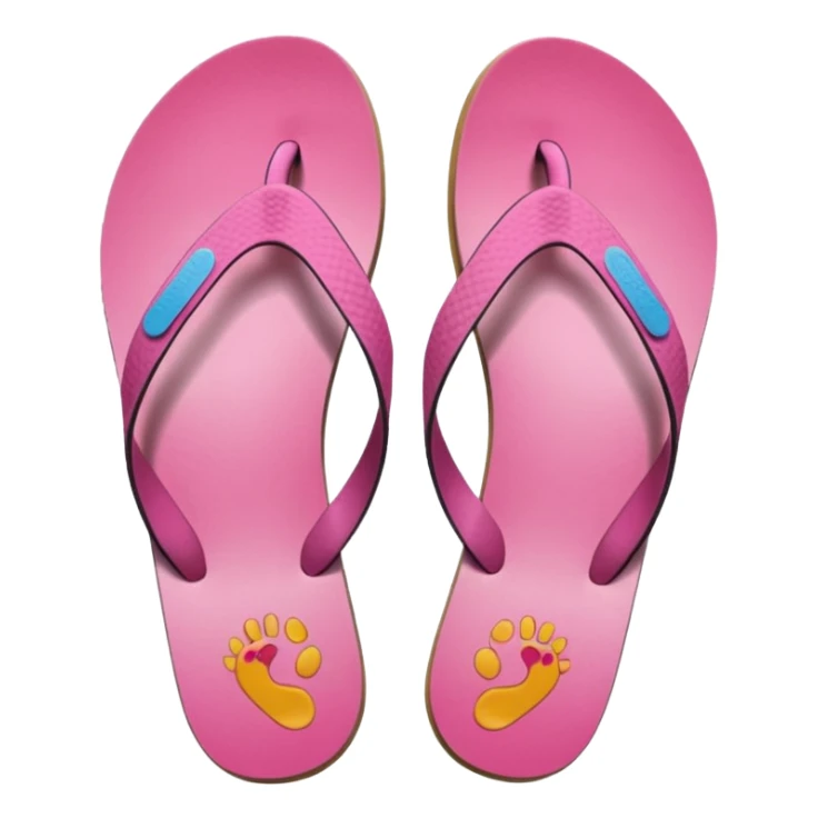 female pink wornout flip flips with footprint on insoles sticker