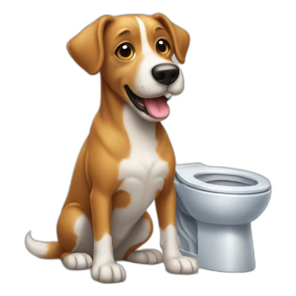 Un chien qui fait caca dans des toilettes sticker