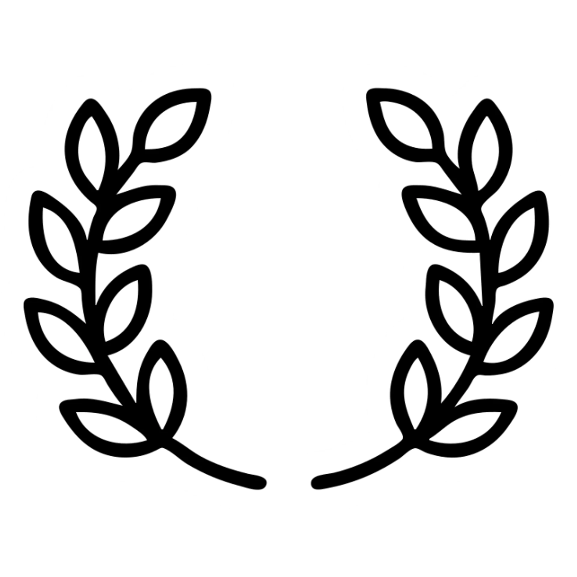 laurel wreath on each side, stylized, bold shapes, contemporary design sticker