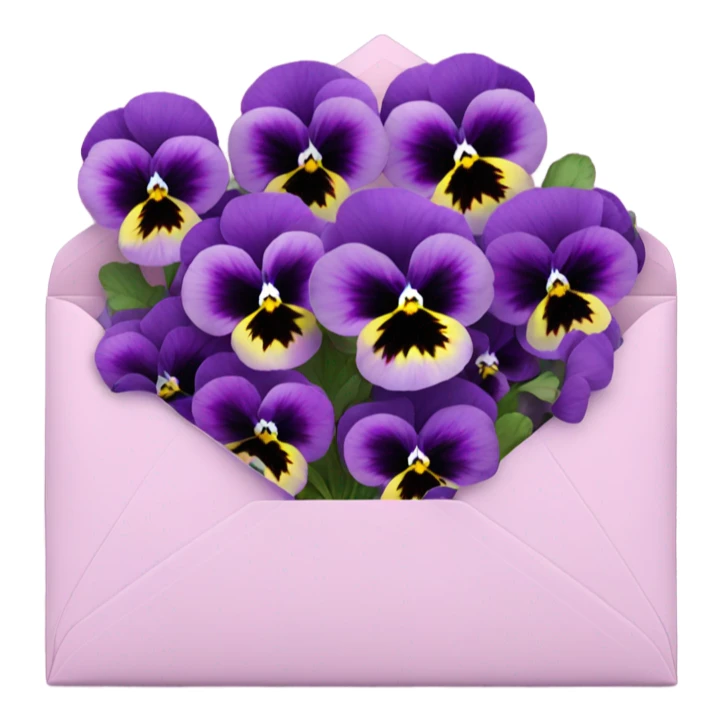 Deep aesthetic violet colour pansies placed in pink a aesthetic envelope  sticker