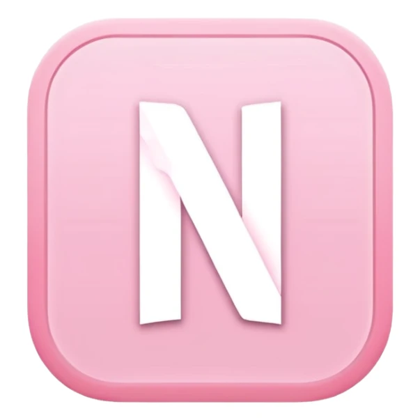 Netflix aesthetic "N" logo in pastel pink with white glowing outline around "N" sticker