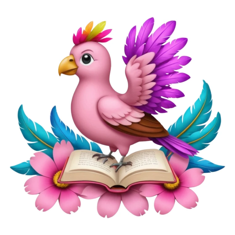 Birds reading books + flower sticker
