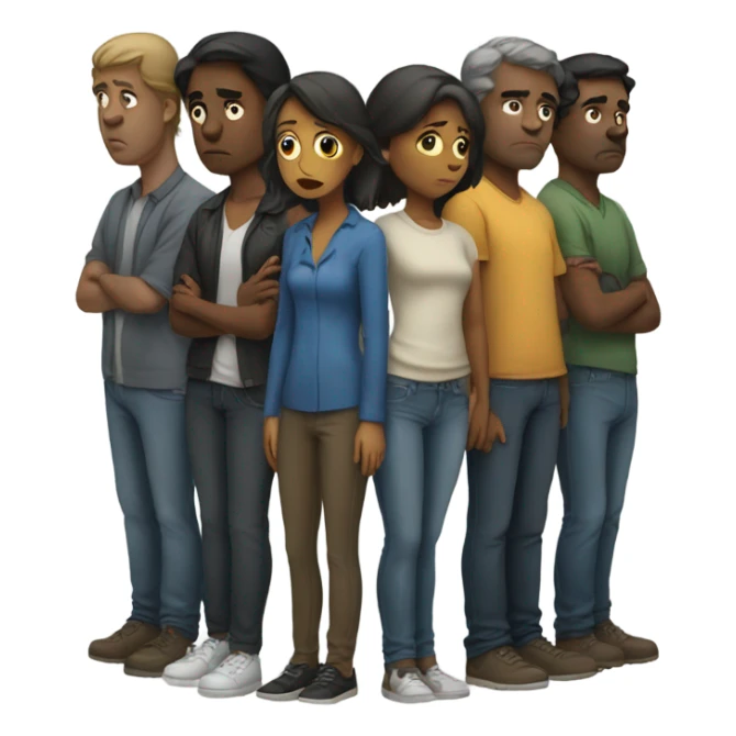 Group of sad people  standing sticker