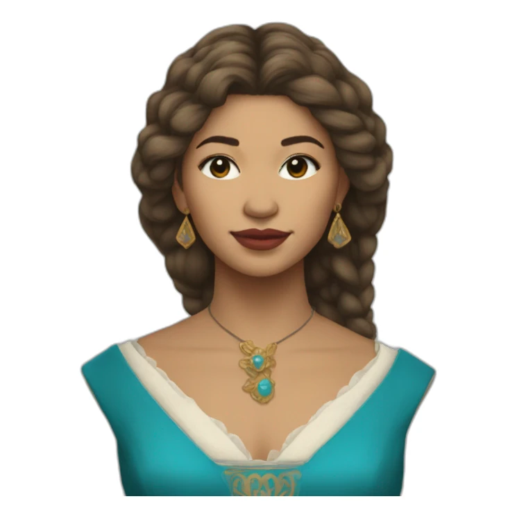 Zendaya as a woman from 15th century, cyan gown sticker