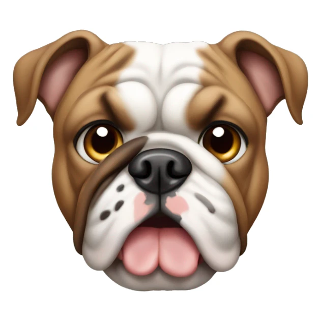 English Bulldog with brown spot on upper right portion of face sticker