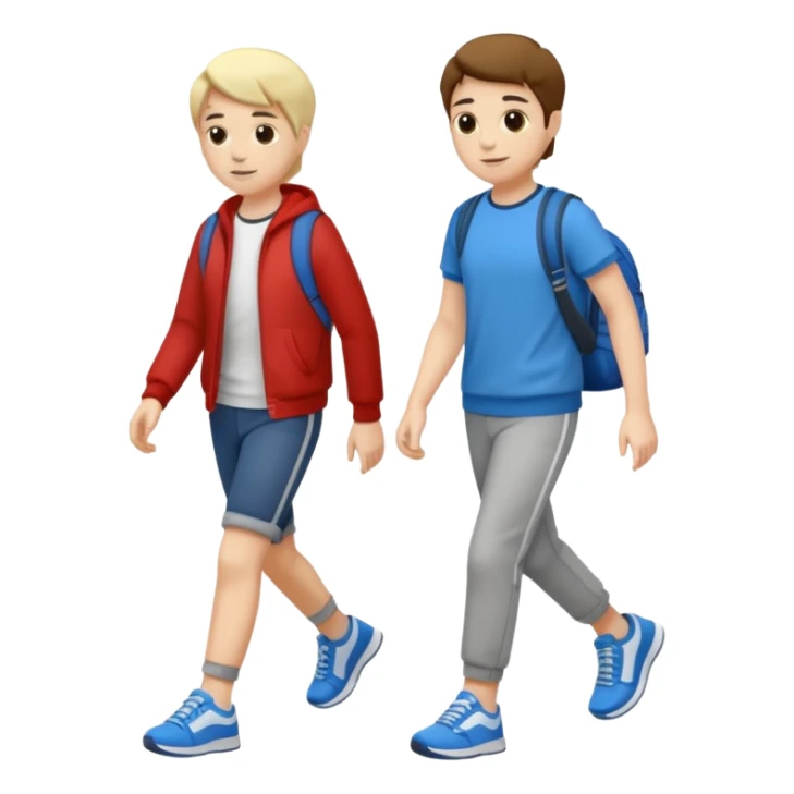 two friends walking, wearing casual clothing and trainers sticker