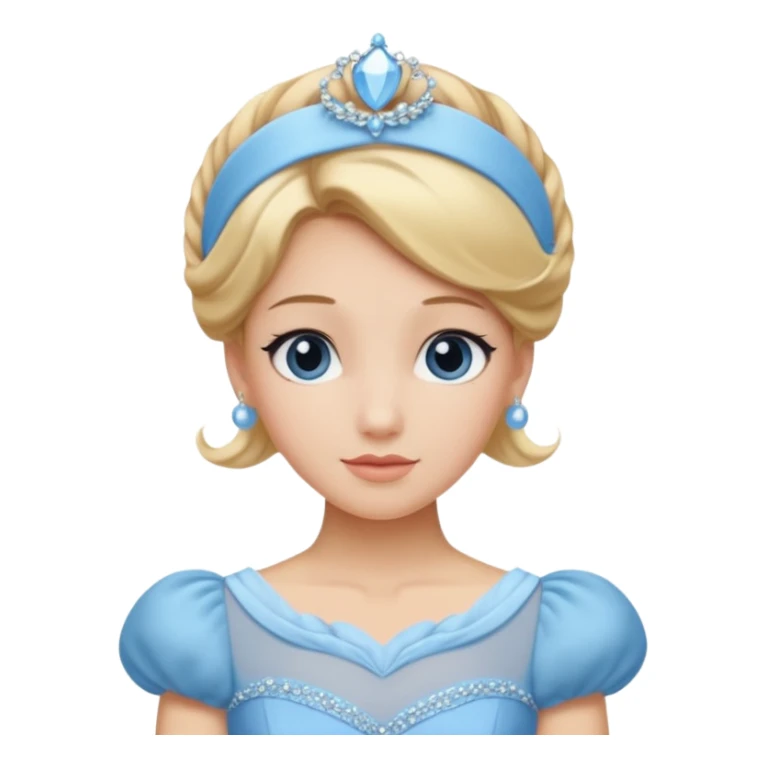 cendrillon on voit juste le buste elle est blonde avec les cheveux releve et un serre tete bleu ciel et elle porte une robe de soirée bleu ciel sticker