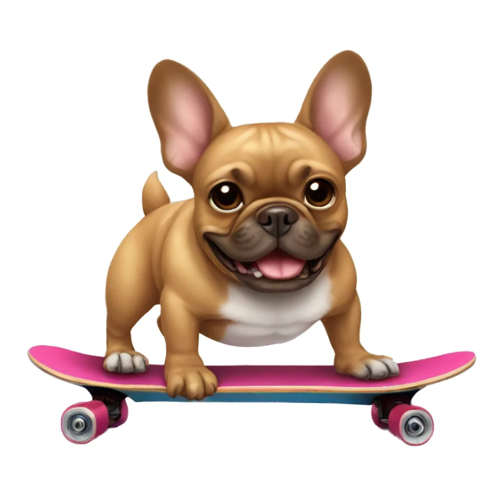 brown french bulldog on a skateboard sticker