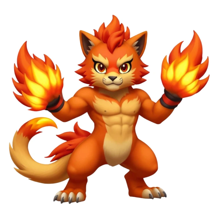 Pyroar-Litten-Fakémon-hybrid-creature (full body)  sticker