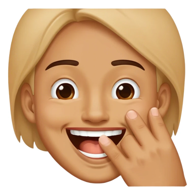 Laugh emoji hand over mouth  sticker