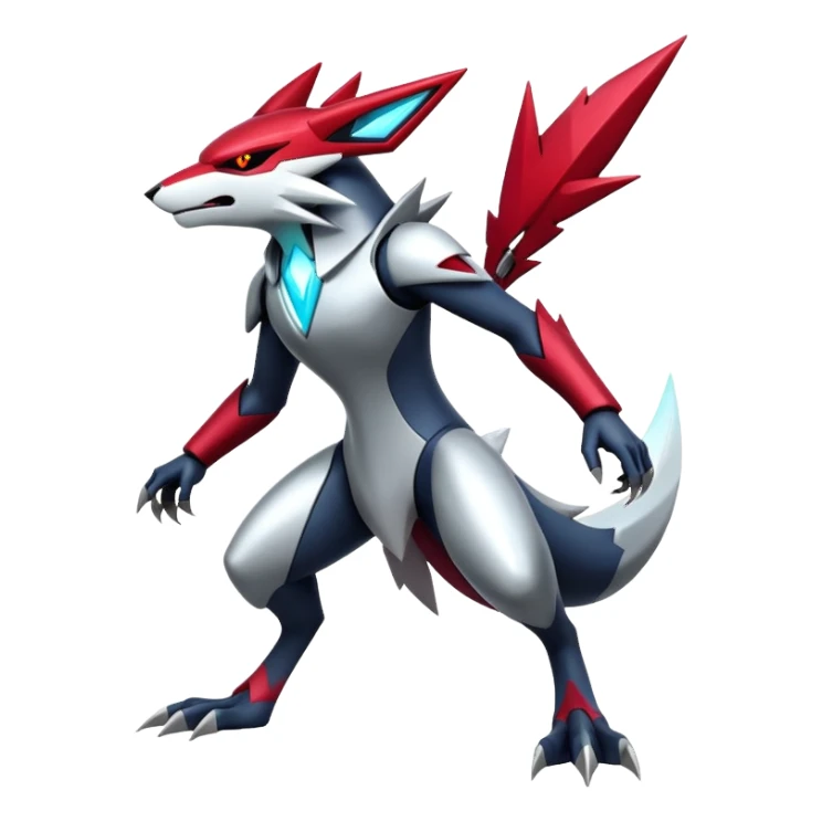 Modern Cyber Zangoose-Zoroark-Fakémon-creature, full body sticker