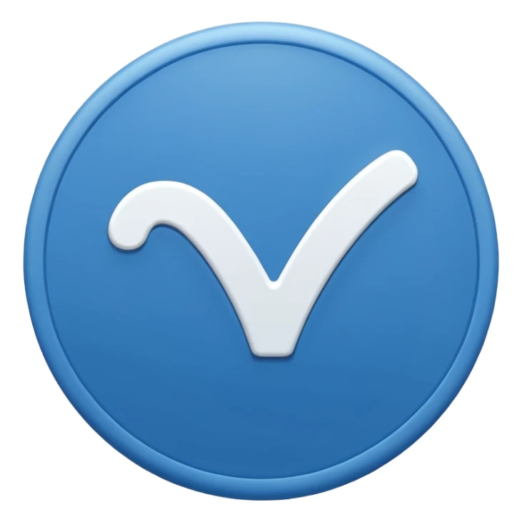 A white right ✔tick symbol on blue circle similar to verified badge sticker