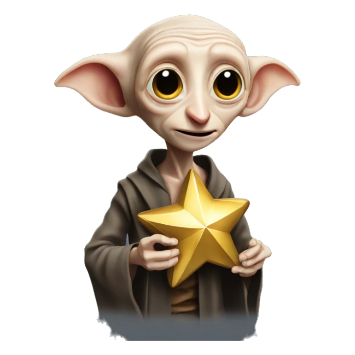 Dobby holds a golden star in his hand sticker