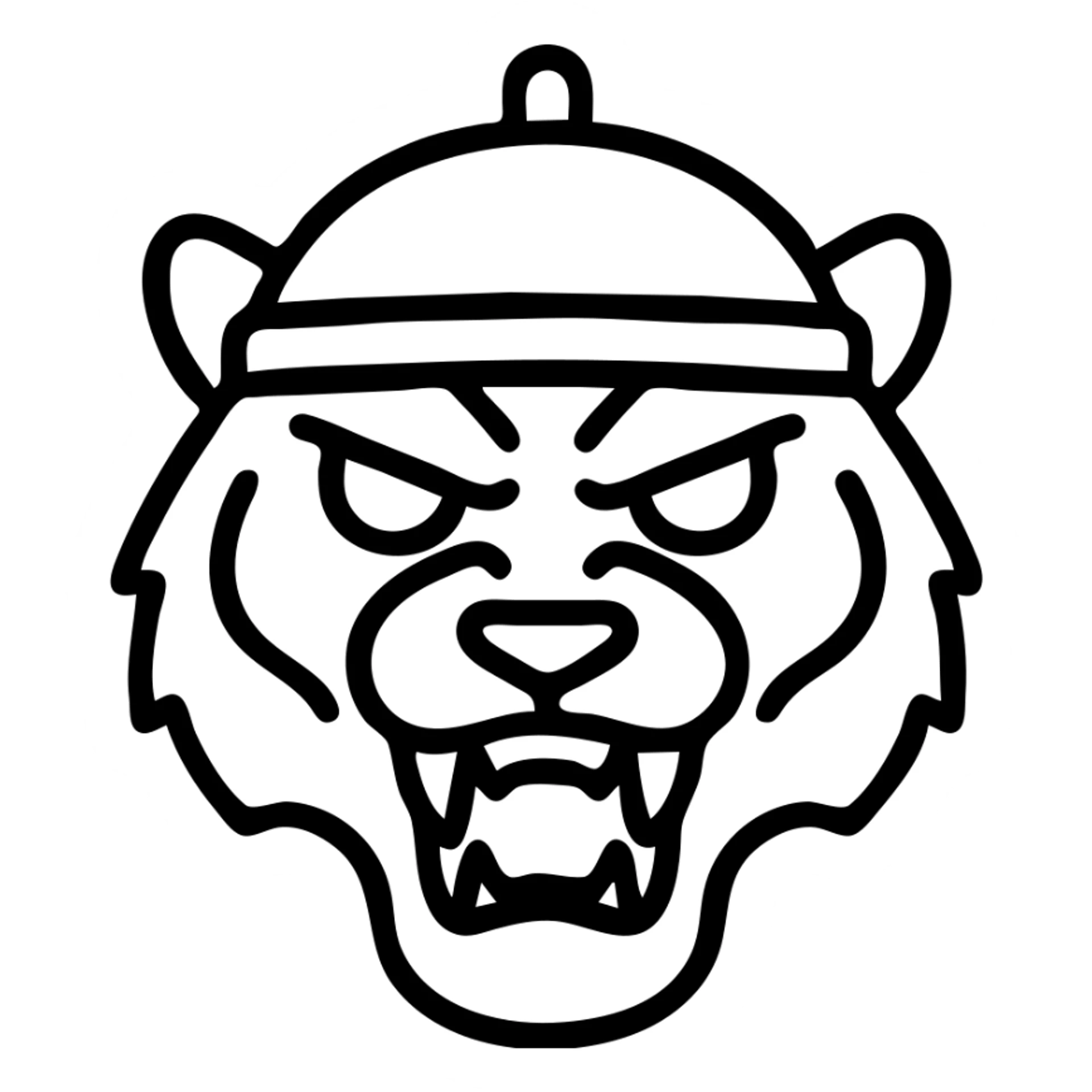 angry black tiger wearing a helmet, outlined icon sticker