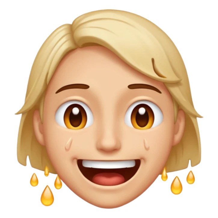 Crying but trying to smile face – shaky grin, tears streaming, chaos energy. sticker