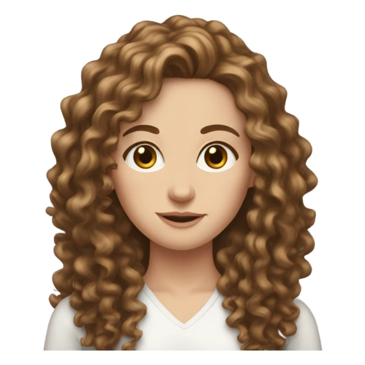 White girl with long brown hair curly sticker