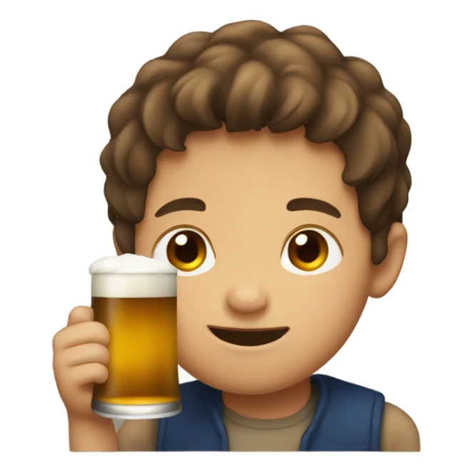 Brown hair boy drinking a beer sticker