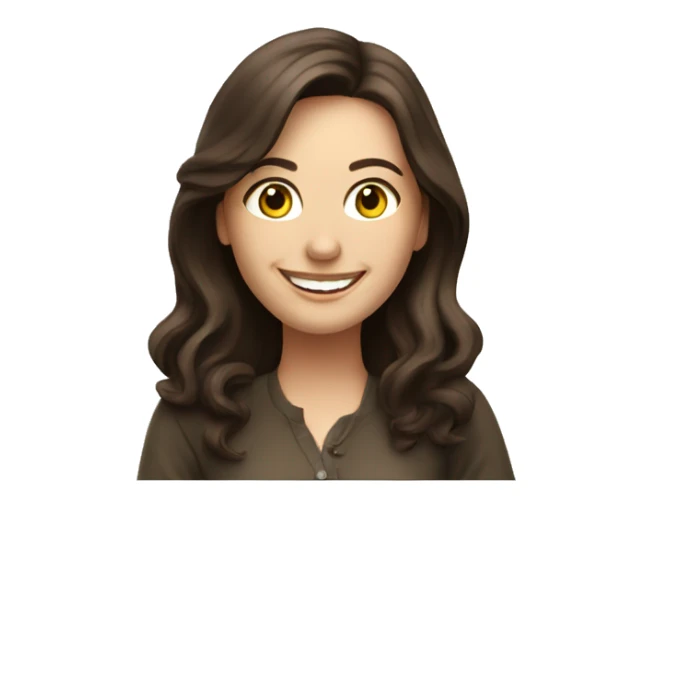 A happy caucasian brunette on a laptop sticker