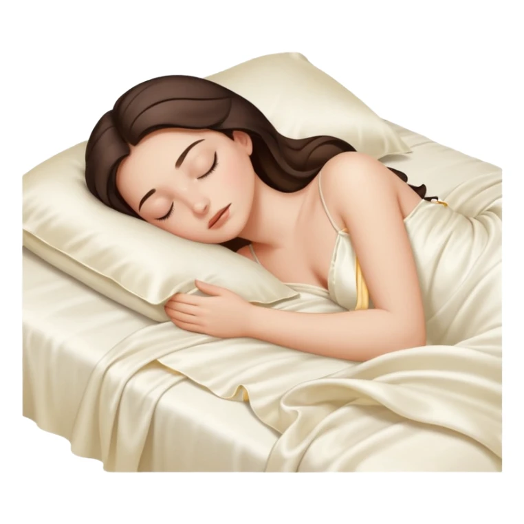 brunette girl peacefully sleeping with silk sheets sticker