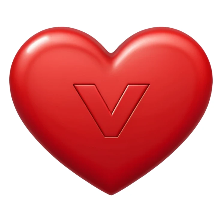 the letters M + V, in a heart sticker