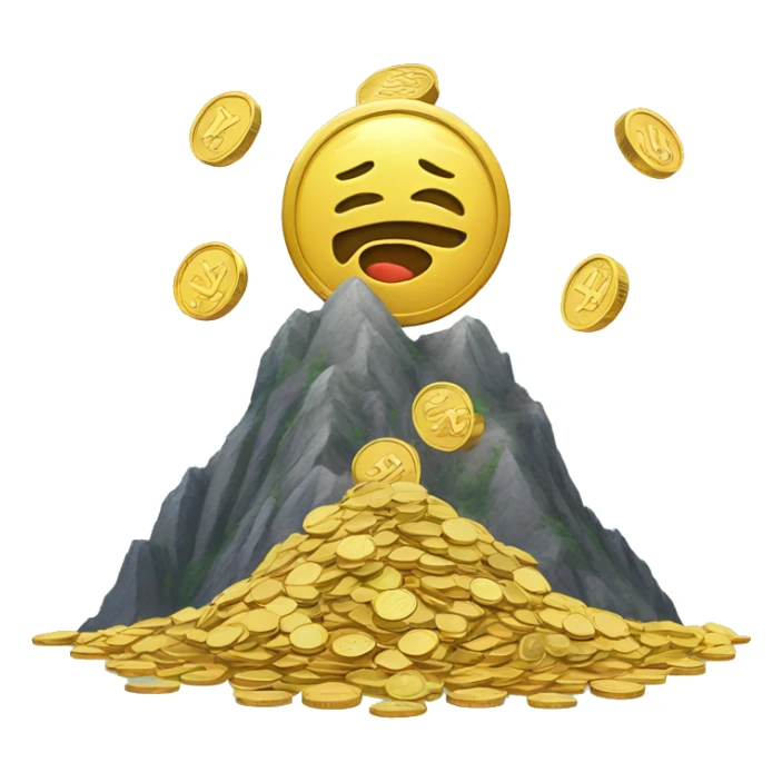 coins falling on a mountain of coins sticker
