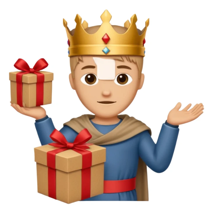 King Arthur hold carton box gift sticker