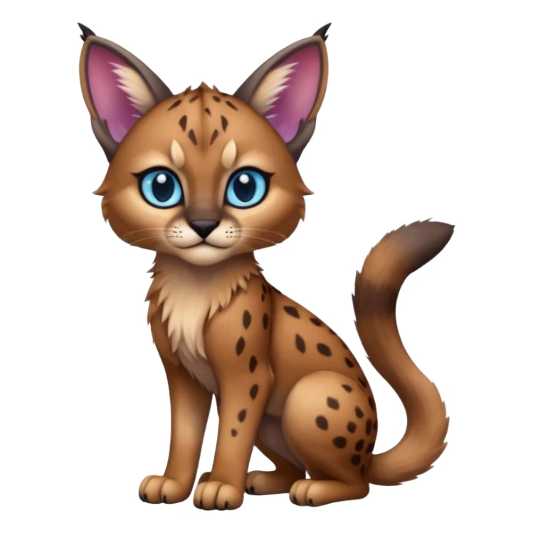 Cute Kawaii Epic Epic Aesthetic Cool Dark Warm-Colored Gradient Caracal-Cheetah-Bobcat-Lykoi-Fakémon-creature, (full body) sticker