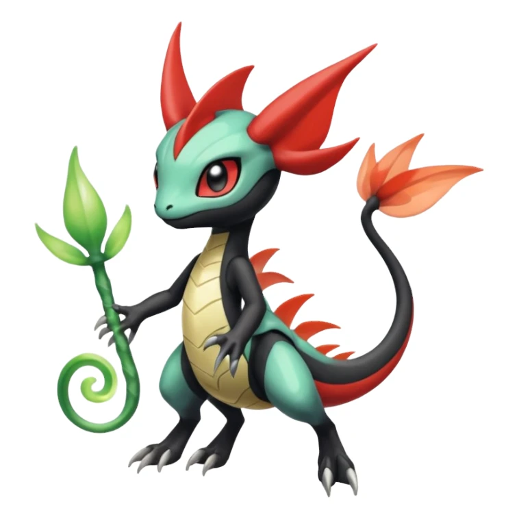 Splash-patterned emotional sparky sparky boom boom painful Meloetta-Guilmon-Salandit-Celebi-Pokémon-Fakémon-fusion-hybrid-creature sticker