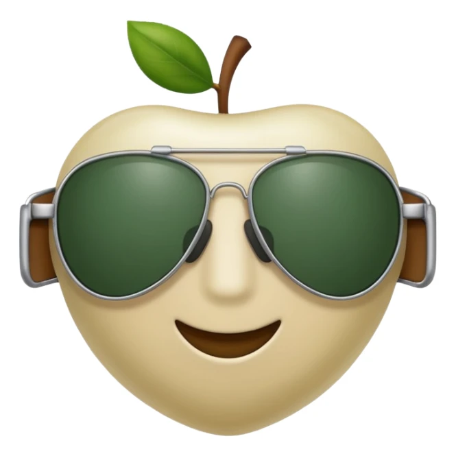 aviator sunglasses with light beige frame and dark green lenses, Apple emoji style, no text sticker