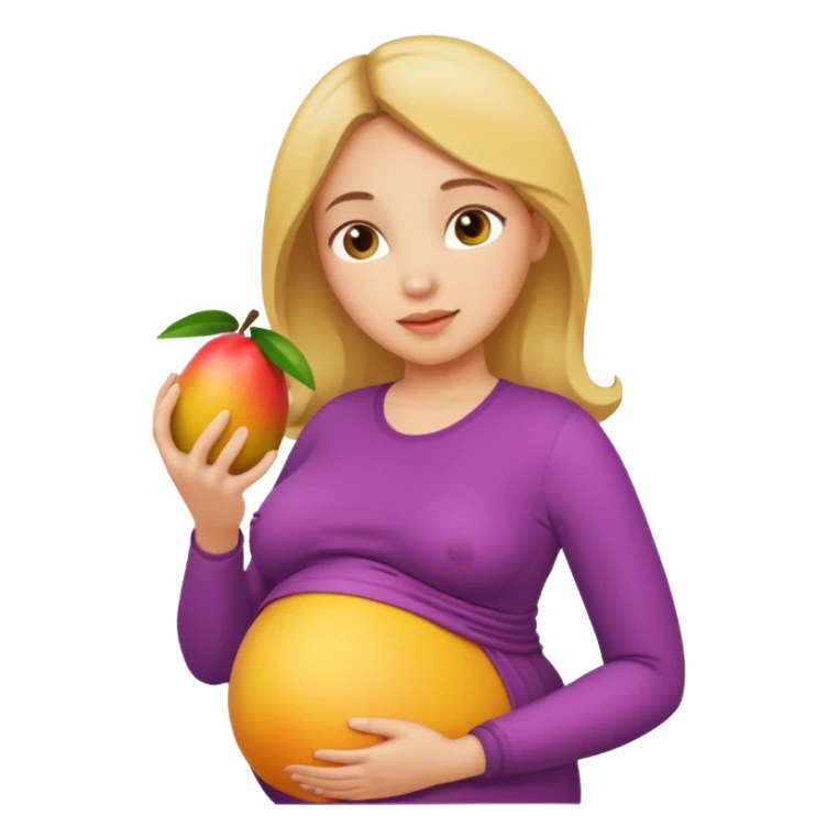 Pregnant woman with mango on belly sticker