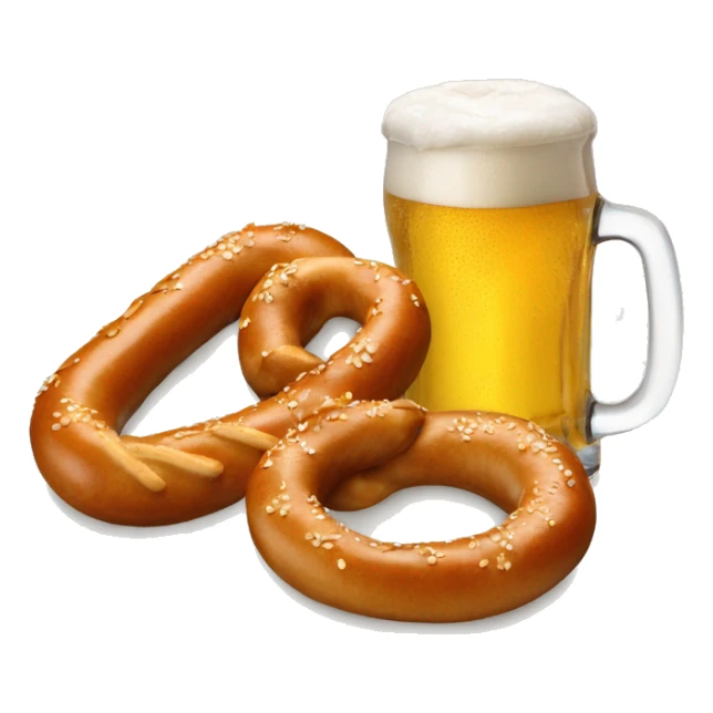 weisswurst next to a glass of beer and a pretzel sticker