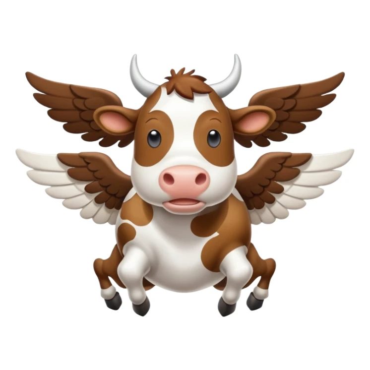 a flying cow with wings with the Text „maxim“ sticker