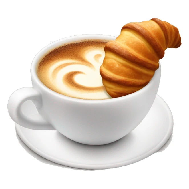 Cup of cappuccino with croissant sticker