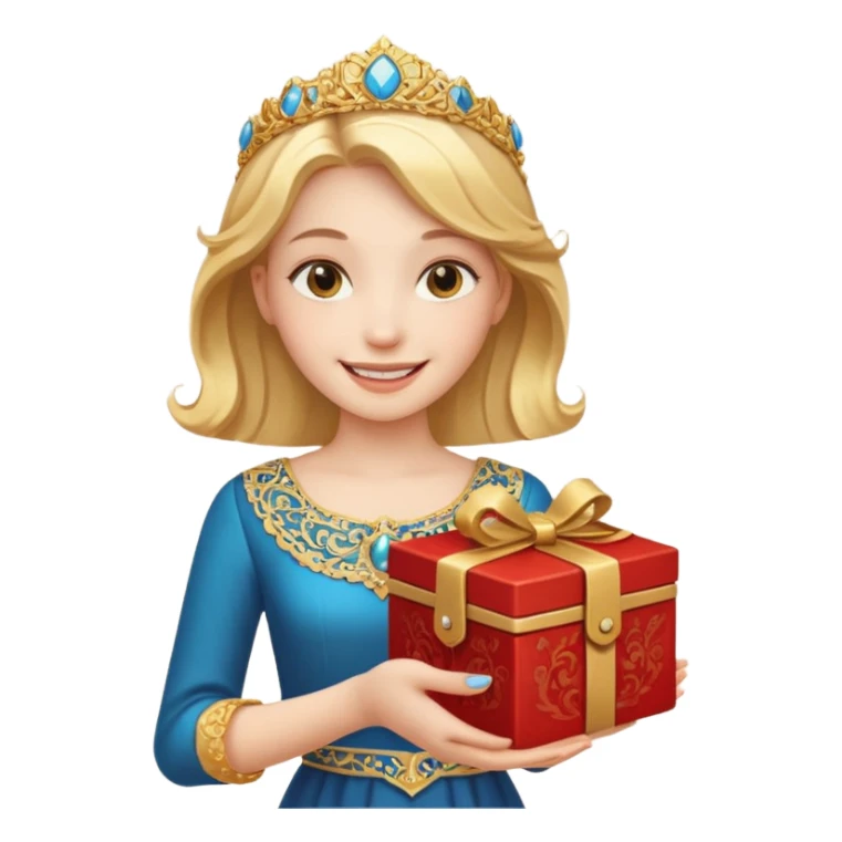 A smiling girl holding a beautiful box in her hand sticker