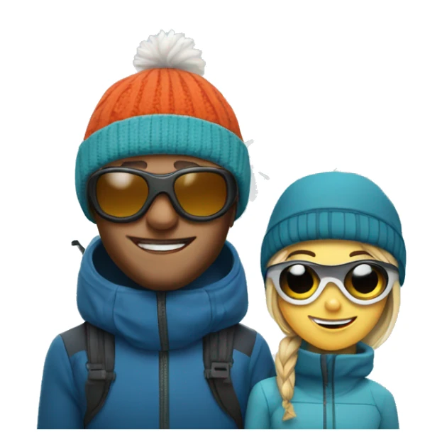 Ski bum Couple with ski goggles and beanie  sticker