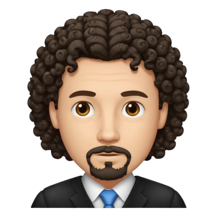 Create a white man with curly dark hair and Goatee lawer sticker