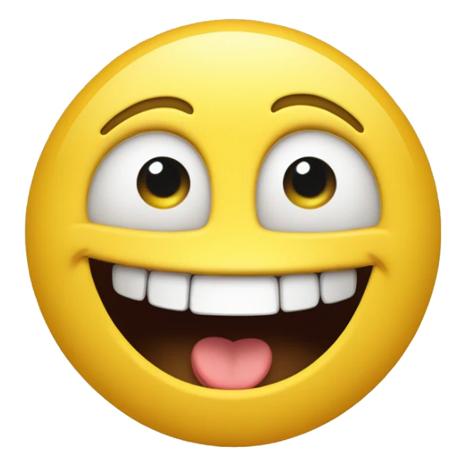 Grinning Face with Big Eyes
A yellow face with smiling eyes and a broad, open smile, showing upper teeth and tongue on some platforms. Often conveys general happiness and good-natured amusement. sticker
