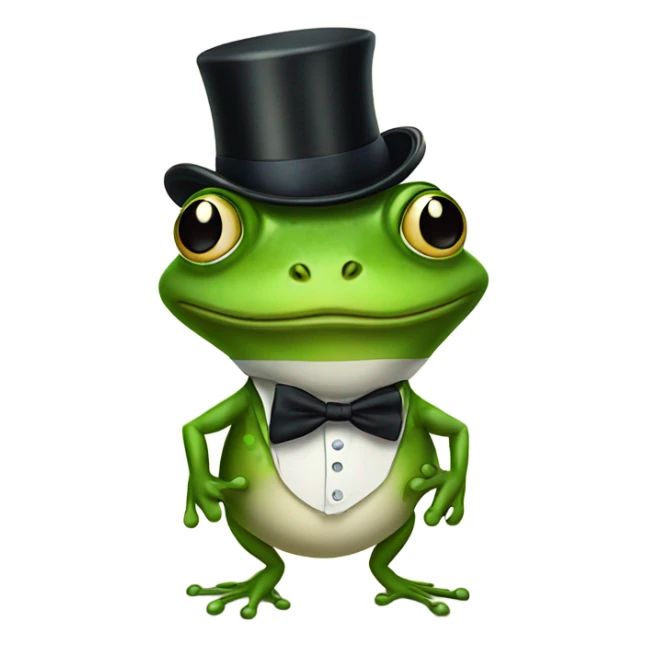 Frog wearing a top hat and bow tie standing on two legs sticker