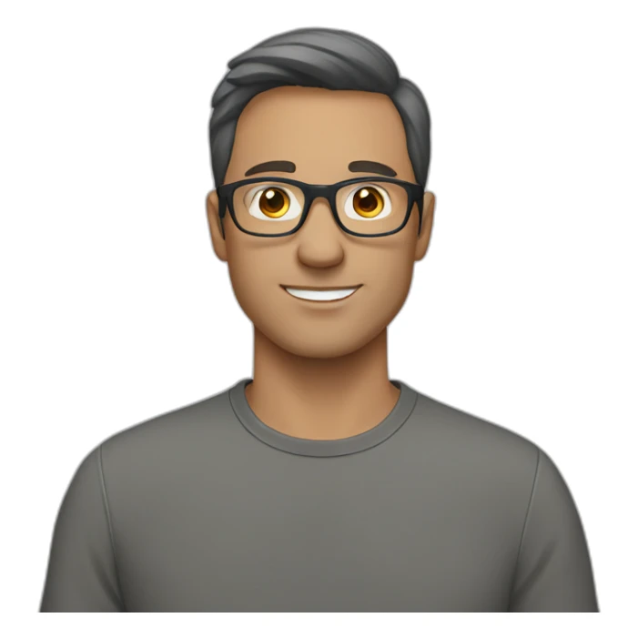 white man with glasses and dark brown hair wearing a basic grey shirt sticker