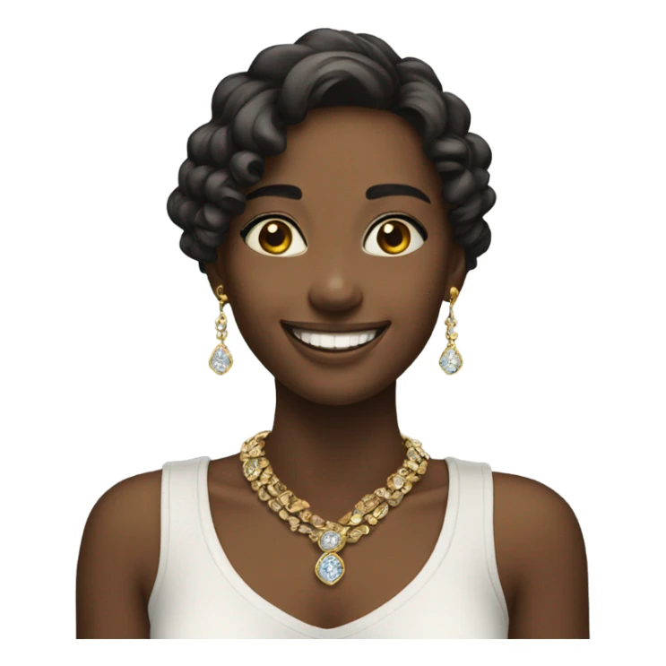 smiling girl with jewelry sticker
