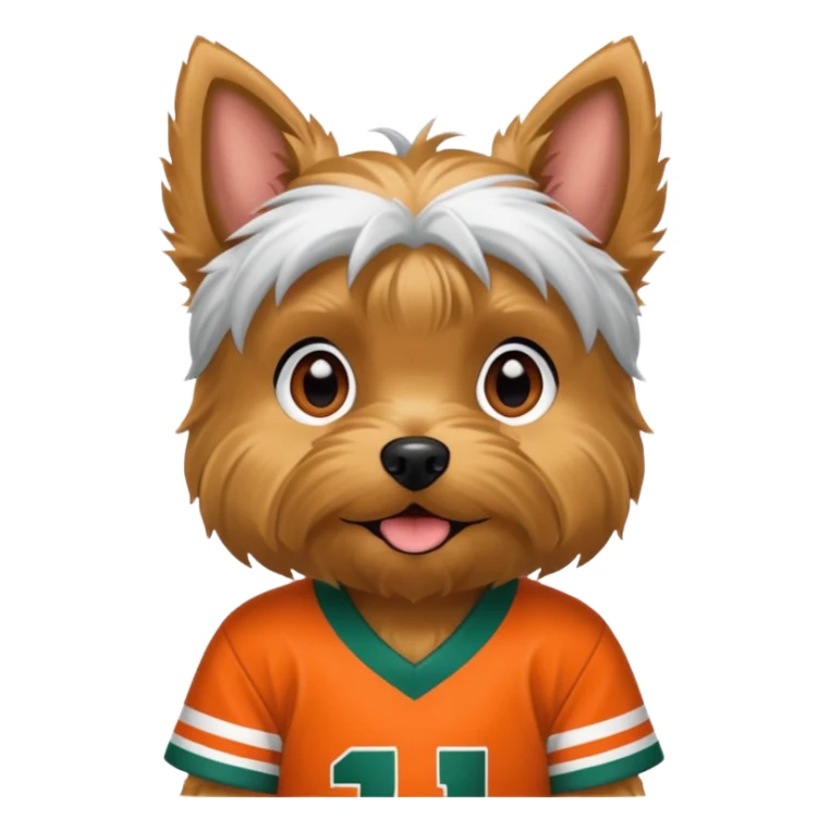 Yorkie in Miami hurricanes jersey sticker
