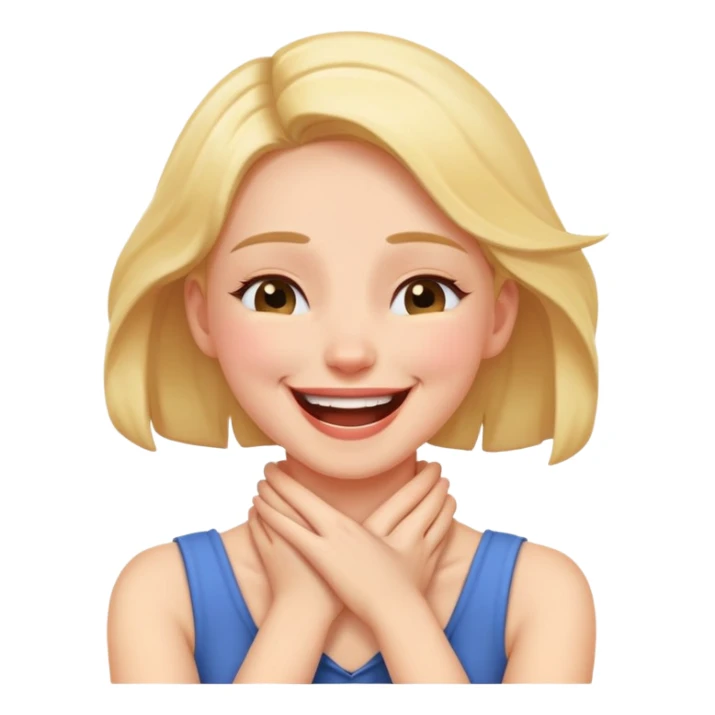 girl having her hands on her neck crossed and laughing sticker