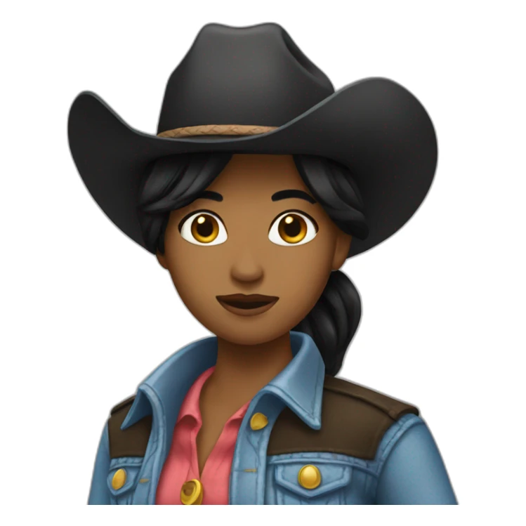 cowgirl straight black hair sticker
