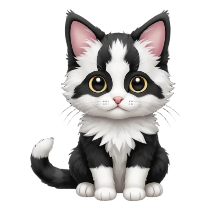 a sitting black and white and rad kitten sticker